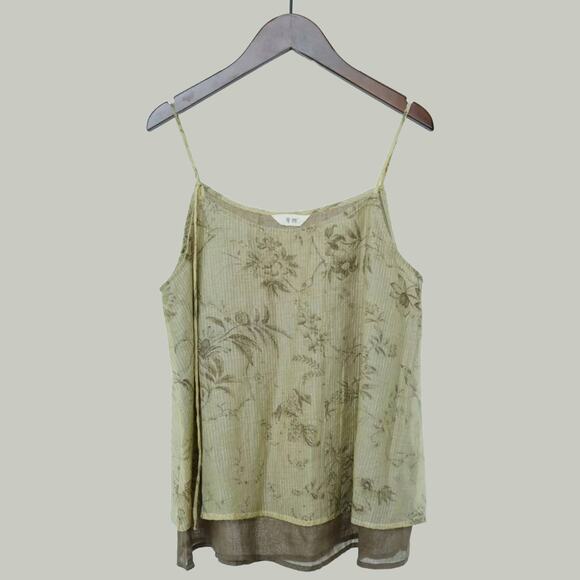 Linen Olive Green Floral Two-Piece Dress Set - Picture 3 of 4